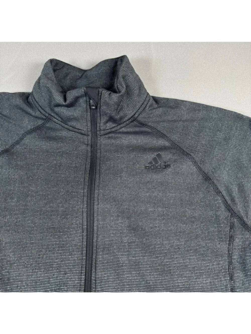 Adidas ClimaWarm Track Jacket Mens Size L Gray Full Zip Fleece Athletic Training